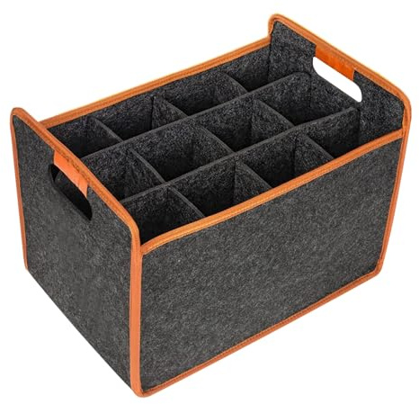 Felt Wine Bottle Carrier Bag | Wine Bottles Boxes for Moving | 12-Bottle Felt Wines Carrier Storage Box with Divider | Portable Tote Bag for Travel, Camping, Picnic, Beer, Drinks