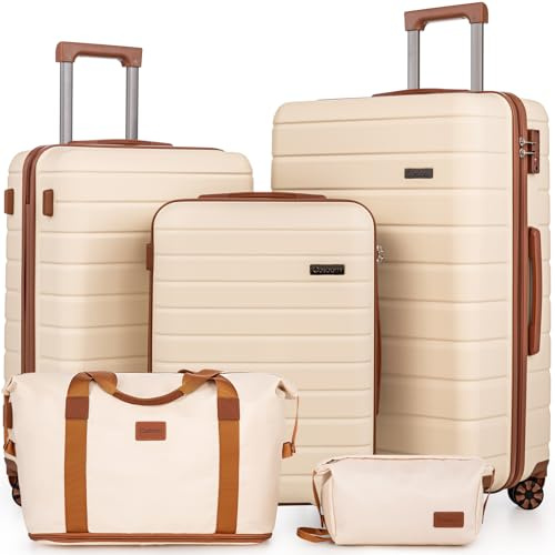 Cosbarn Luggage Sets 5 Piece, Hardshell Suitcases with Wheels, TSA Lock