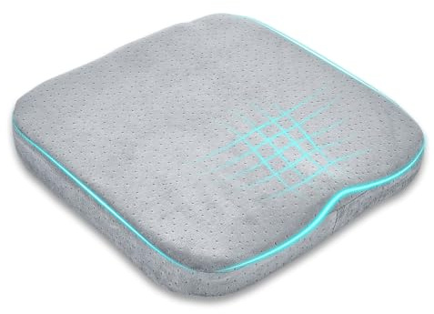 Warmiehomy Memory Foam Seat Cushion for Office Chair, Seat Pads Coccyx Cushions for Long-Sitting Pain Relief, Tailbone & Sciatica Pain Relief Cushion Wheelchair Car Seat Cushion, Grey