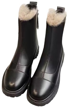 Laquieio Invierno Mujer Botas De Calentar Piel Forro Impermeables Zapatos Forradas Temporada Otono Invierno 2025 Impermeables Botines planas Moda Fiesta Zapatos-11