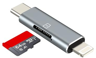 Micro SD-kortläsare USB C Lightning-adapter för iPhone17 16 15 14 Pro Max kompatibel med Samsung S25-kortläsare kort till mobiltelefon tillbehör läsare kort minneskort överföring digital kamera TF PC