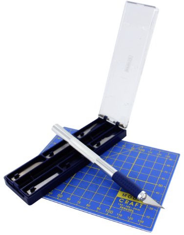 Model Craft - Bisturí con Mango (se Incluye tapete de Corte tamaño A6), Color Plateado