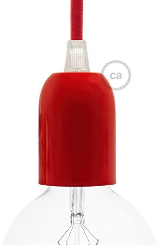 creative cables - Kit portalampada E27 semisferico in Metallo - Rosso