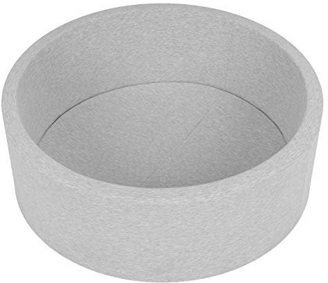SELONIS Bällebad Bällepool Für Baby Kinder 90X30cm/Ohne Bälle Rund, Hellgrau: Grau/Weiß/Türkis