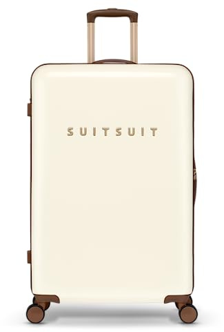 SUITSUIT Koffer Groß 76 cm - Hartschalen Reisekoffer mit Rollen - TSA-Schloss - 94 L - Fab Seventies Antique White