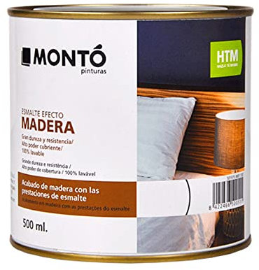 MONTÓ Esmalte Laca Liso de Poliuretano al Disolvente para Acabados Efecto Madera. HTM Esmalte Efecto Madera 500ml (Iroko)