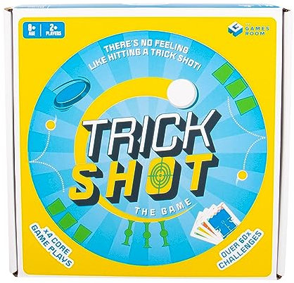 Fizz Creations Trick Shot The Game. Includes All You Need to Practice the Perfect Shot! Includes Stacking Cups, Ping Pong Balls, Sticky Darts, Throwing Disc & Challenge Cards. Garden Games Party Games