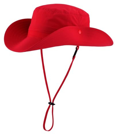 Magracy Chapeau de soleil UPF 50+ à large bord avec protection UV - Chapeau de safari hydrofuge pour homme, Rouge, Taille unique
