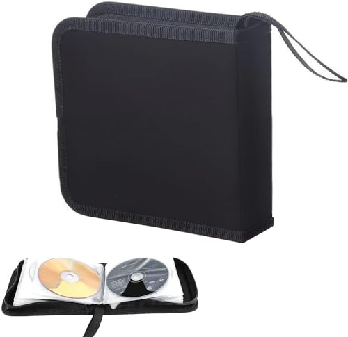 Ruikcoll CD Tasche, CD Aufbewahrungstasche für Auto und Zuhause, CD DVD Discs Aufbewahrungstasche für 40 Discs (Black)