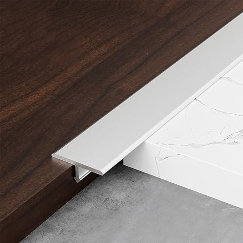 Raouoae Aluminium T-Profil Übergangsschiene Übergangsprofil Laminat 3 Stück*90cm Übergangsleiste Flach Übergangsleiste Einfachszuinstallieren(Silber,Breite 6mm)