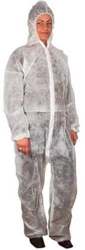 ABENA Disposable Overalls | Pack Of 1 | Size L/XL Measuring 185x68cm | White Boiler Suit For Men & Women. Coveralls That Can Be Used As Painters Overalls, PPE, Hazmat Suit, Dust Suit And More.