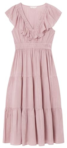 SPRINGFIELD 3.fq. Vestido Midi Liso Volante Vestito Casual, Lavanda Chiaro, 44 Donna