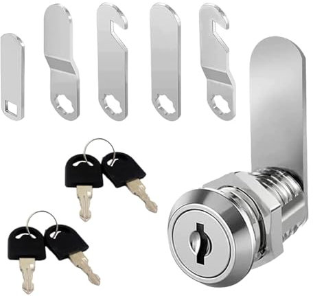 Mivanta Serrure de boîte aux lettres 20 mm – Serrure d'armoire avec 5 plaques de serrure différentes et 4 clés, de qualité supérieure et polyvalente pour armoire, tiroir et boîte aux lettres