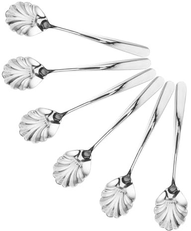 DECHOUS Hotel Cafe 6pz Cucchiai Da Dessert in Acciaio Inossidabile A Forma Di Conchiglia Per Alla Crema E Zuppa