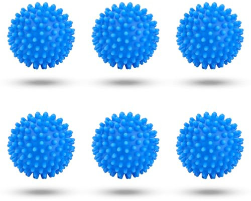 Zhufas Lot de 6 boules de séchage pour machine à laver et sèche-linge, idéales pour un linge plus doux, écologiques et durables