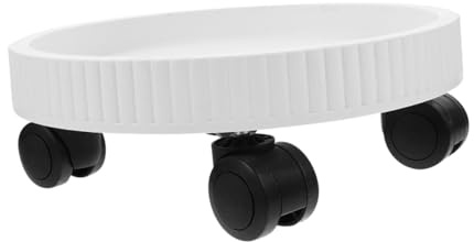 TOYANDONA Support pour Pot De Fleurs à roulettes pour Jardin Intérieur Et Extérieur, Plateau Rond Blanc 220 Mm en PP Solide, Déplace-Plantes roulettes Pivotantes, Support Pratique pour Pots Lourds