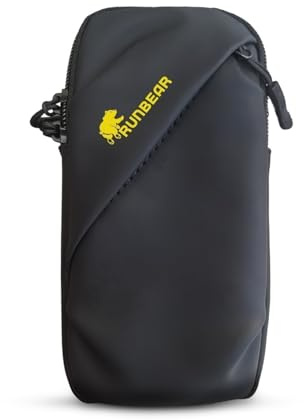 *New Launch* RunBear Sportarmband Mit Kopfhörer Tasche Sportarmband Handytasche Sport für iPhone 17 Pro Max/16 Pro Max/15 Pro/14/13 Pro/12 Plus, Xiaomi, Galaxy Handyhülle Running Armband (Black)