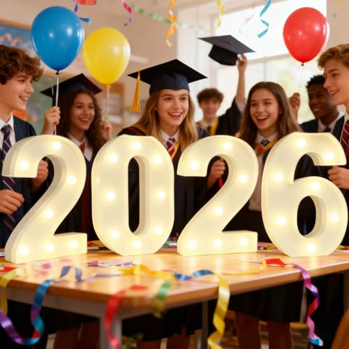 Pooqla Graduation Decorations 2026, Marquee Light Up Numbers for 2026 Graduation Decorations, Class of 2026 Decoration for High School Seniors College Classroom Graduation Party Decoration, Warm White