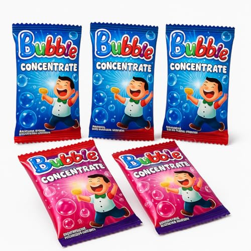 Toyana Bubble Concentrate Sachets 5 x 10ml, Makes 500ml Refill Bubble Liquid Solution for Bubbles Machines, Wands & Bubbles Guns Toys for Summer Outdoor Party Celebrations