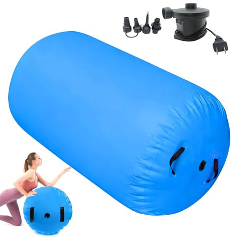 Barril de gimnasia, rodillo inflable de gimnasia, equipo de entrenamiento de resorte trasero con bomba, para práctica de equilibrio, yoga, animadoras, gimnasio, baile, fitness en casa