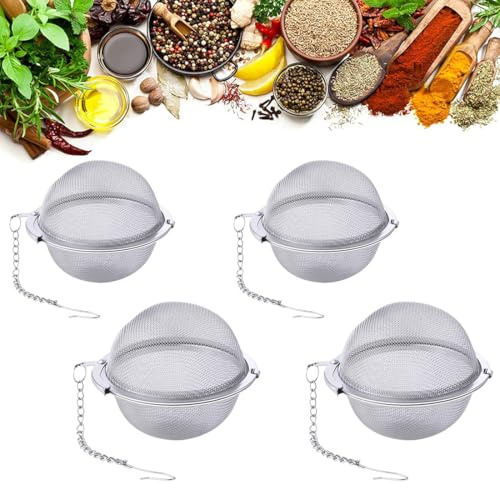 EJRUP 4pcs Infusor de bola de té, Bolas de té de acero inoxidable,Reutilizable y fácil de limpiar | Ideal para teteras, tazas y tazas