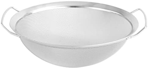 BlesConi Cestello drenante a doppio manico in acciaio inossidabile, setaccio per farina in rete, per cucina, filtraggio e drenaggio (20 cm)