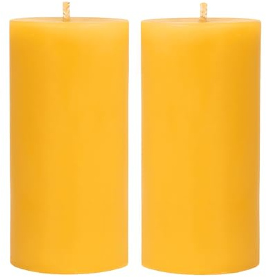 Danilovo Velas de Cera de Abeja Natural 100% Pura – Velas Decorativas Grandes para un Hogar Acogedor – Aroma a Cera de Abeja Natural que da Confort Diario (2 pz, 5x10 cm, 35 horas)