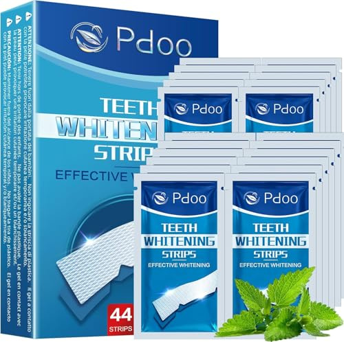 Bande Blanchiment Dentaire 44 Bandes - Blanchiment Dentaire sans Peroxyde - sans Sensibilité à la Douleur - Whitening Strips Efficace, Élimine Taches Café/Thé/Vin, Résultats Visibles Rapidement