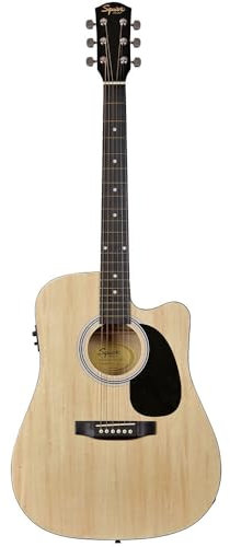 Fender SA-105CE, Dreadnought Cutaway, Chitarra Acustica Elettrificata, Naturale, Include lezioni virtuali gratuite su Fender Play