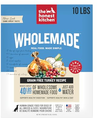 The Honest Kitchen Human Grade Wholemade™ Dehydrated Grain Free Dog Food - Complete & Balanced Meal or Topper, Turkey 10 lb Box