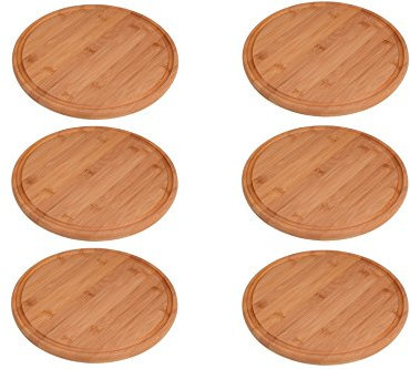 GRÄWE® 6 Stück Fleischteller mit Saftrille aus BAMBUS (/) 25 cm