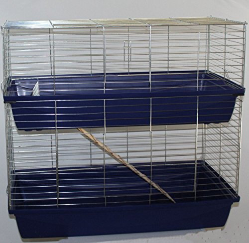 XXL 1m doppel Hasenkäfig Meerschweinchenkäfig Kaninchenkäfig Käfig Stall blau
