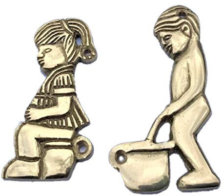 Türschild für Herren und Damen, Retro, handgefertigt, lustig, für Badezimmer, Messing, für Tür, Kneipe, WC, 1 Paar