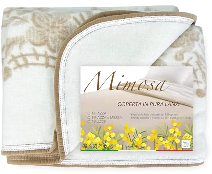 Tex family Coperta Invernale in Pura Lana Mimosa-ANIROS Made in Italy - 1 Piazza