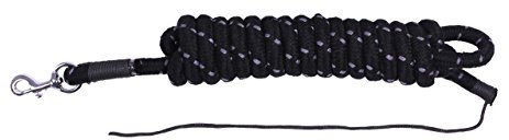 QHP Führstrick Bodenarbeitsseil, Verladehilfe, mit Karabiner Länge 4,20 m (14 mm, Schwarz/Grau)