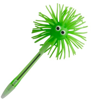 Tinc - Stylo à Bille Lumineux Fuzzy Guy - Accessoire de Papeterie avec Tête Scintillante et Encre Bleue - Fourniture Scolaire Amusante pour Enfant - Pratique pour Cadeaux et Fêtes - Vert