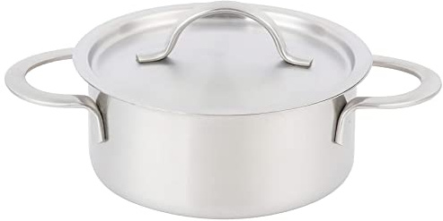 G.E.T. Enterprises Stainless Steel Stainless Steel Mini Stock Pot with Lid Stainless Steel Specialty Servingware Collection 4-80910 (Pack of 1)