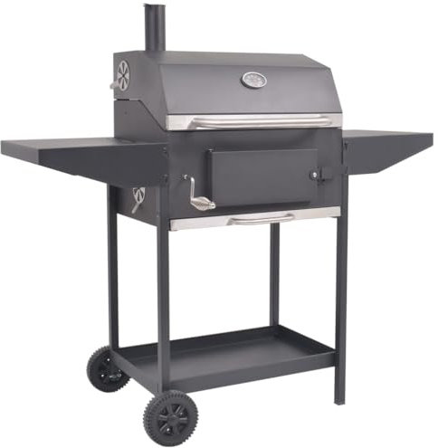 vidaXL Holzkohlegrill mit Ablage Grillwagen Gartengrill Grill Standgrill BBQ