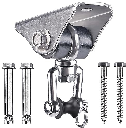 SELEWARE Innovativo 450KG Capacità SUS304 Acciaio inossidabile 360° Ruote Silenzioso gancio appendiabiti, gancio soffitto, gancio altalena con bullone per calcestruzzo Indoor Outdoor