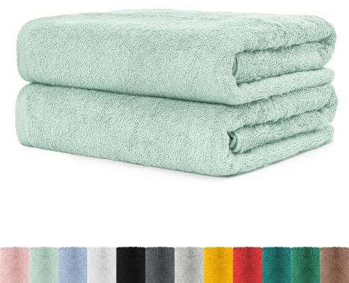 2er Pack Frottier Saunatücher Set 80x200 cm 100% Baumwolle, 2X Saunatuch, Strandtuch XXL Mint