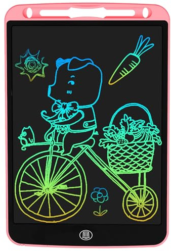 JOEAIS LCD Writing Tablet 12 Pollici, Lavagna Digitale Tavoletta Grafica Colorata per Imparare, Scarabocchiare e Disegnare, Regali di Natale e Compleanno Giocattoli per Bambini e Bambine (Rosa)