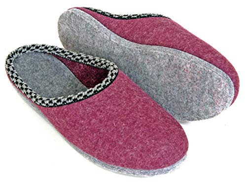 Pantoffelmann Filzpantoffeln mit Bordüre I Größen 36–51 I Atmungsaktive & bequeme Hausschuhe mit dicker Filzsohle I Warme Filzhausschuhe für Damen & Herren