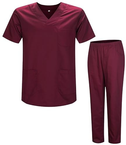 Misemiya - Ensemble Uniformes Unisexe Blouse - Uniforme Médical avec Haut et Pantalon - Ref.8178 - Medium, Grenat 21