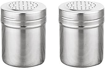 2 Pcs Salt Pepper Shaker Salt Pot Stainless Steel Spice Jar Seasoning Shaker for Lid Kitchen Gadget