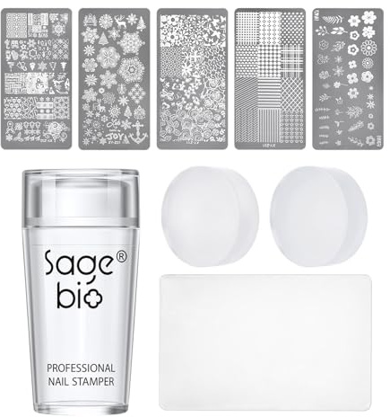 SAGEBIO Nail Art Stamper Clear Silicone Nails Stamping Jelly with Scraper Transparent Visible Body DIY Manicure Nail Art Tool A
