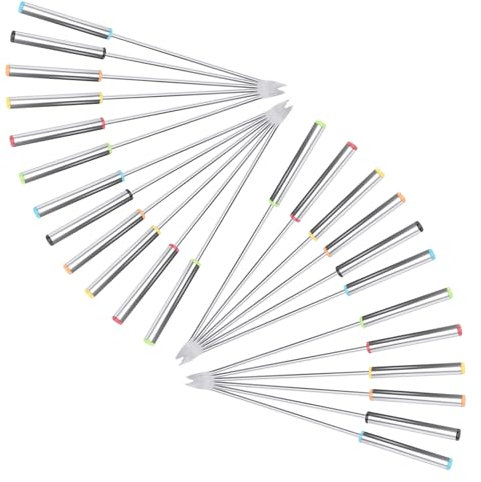 Happysnow 24 tenedores de fondue de acero inoxidable con resistencia al para queso, chocolate, fondue y malvaviscos, 9,5