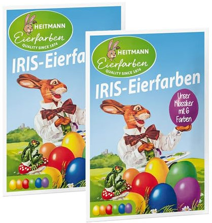 Heitmann Deco IRIS Eierfarben, 2er Pack: Ostereierfarben zur Heißfärbung, in 6 Farben (Rot, Orange, Grün, Blau, Violett, Gelb), kinderfreundlich, Tabletten