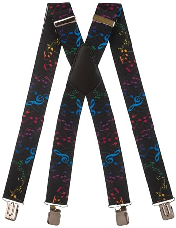 Olata Bretelles X pour Hommes à Motifs - 4 cm. Notes de Musique