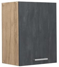 Vicco Hängeschrank R-Line, hängender Küchenschrank, Schwarz Beton/Goldkraft Eiche, 45 cm