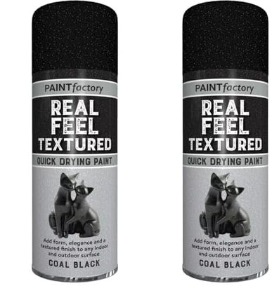 PEBBLE HUG Real Feel Textured Coal Black Spray, DIY Projects, Home Decor, Furniture, Quick-Drying, Easy To Apply, Perfect For Both Indoor And Outdoor Use, 400ml, (2 Pcs)
